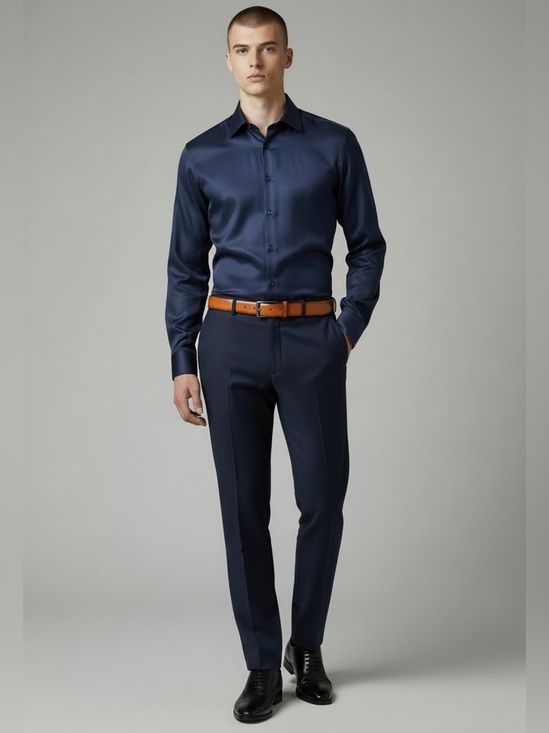None Other - Vegan Leather Belt with Brushed Metal Buckle